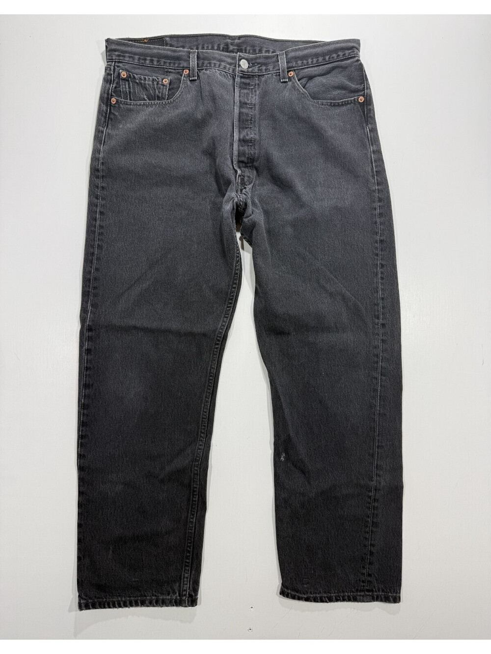 Levi's 501 Jeans Mens 38x30 Faded Black Button Fly Straight Denim